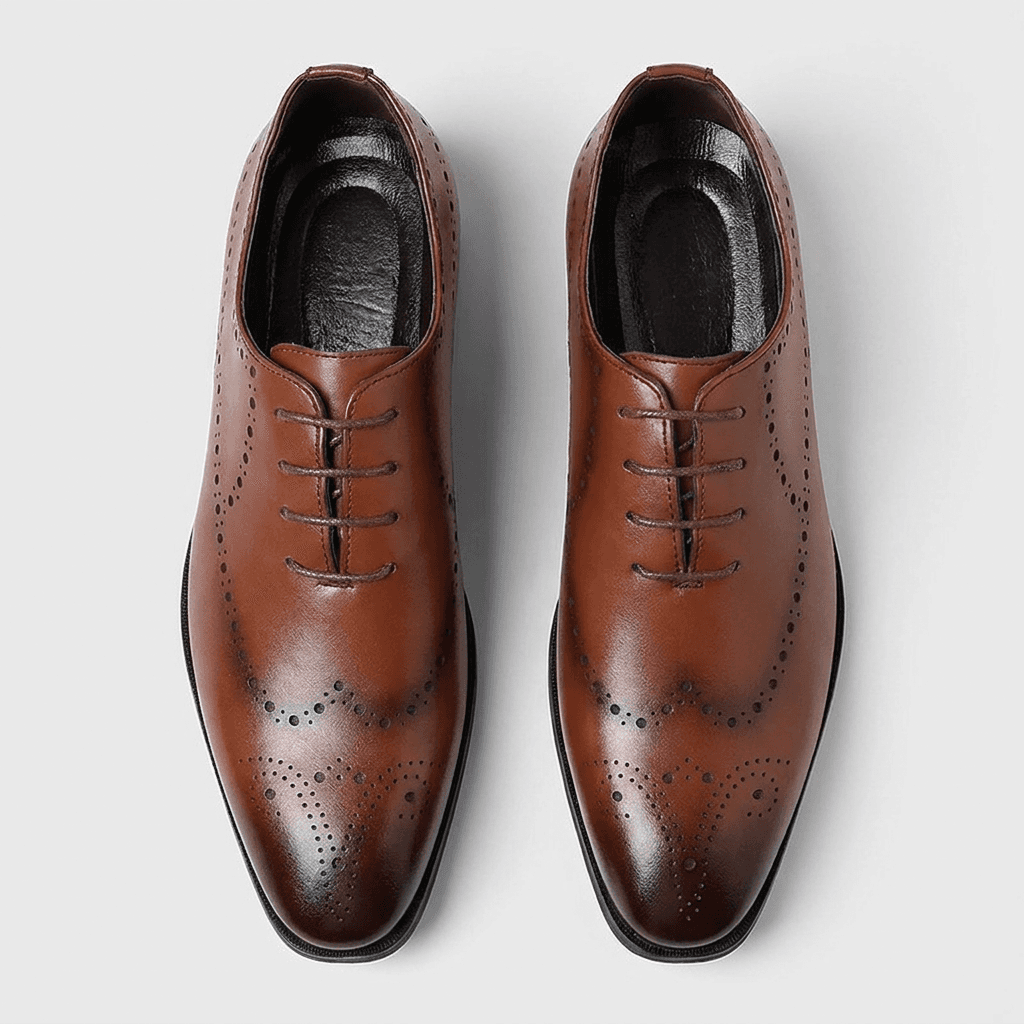 Brogue Oxford in Amber, top-down view