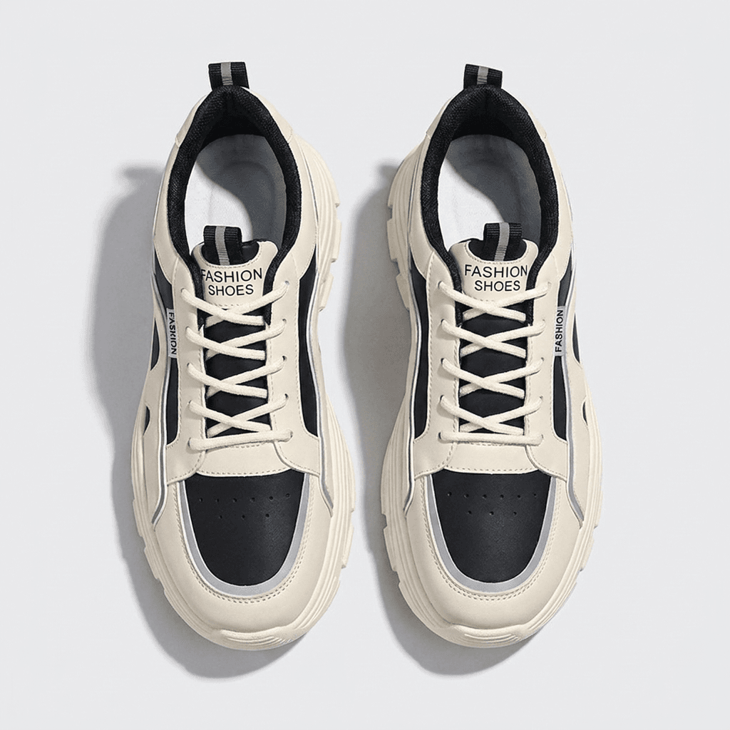 Crest 02 in Ivory / Black, top-down view